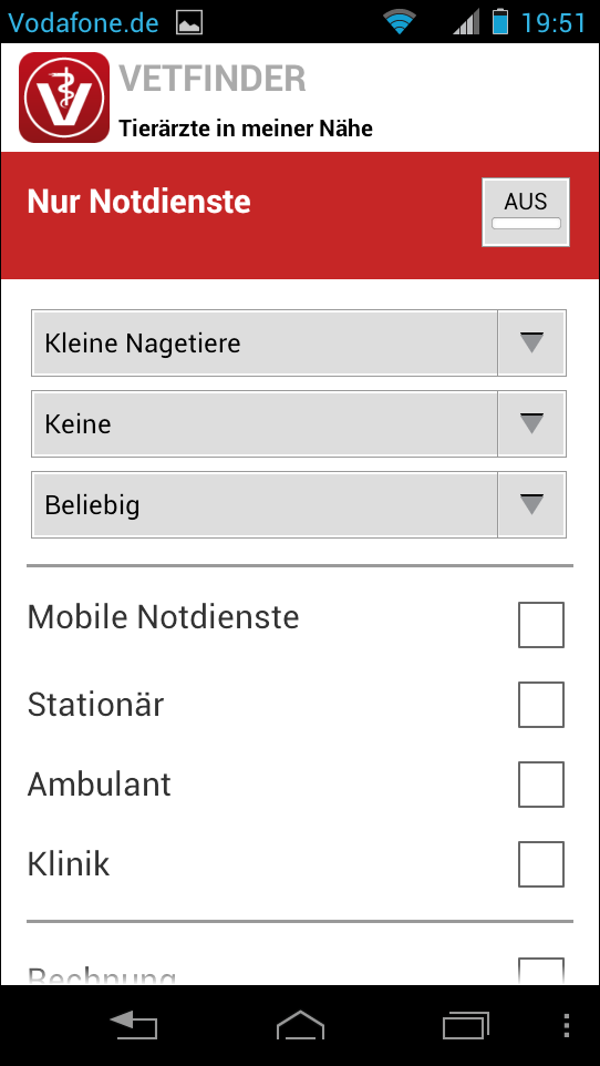 Vetfinder App - Tierarztsuche für Android Handys und iPhones